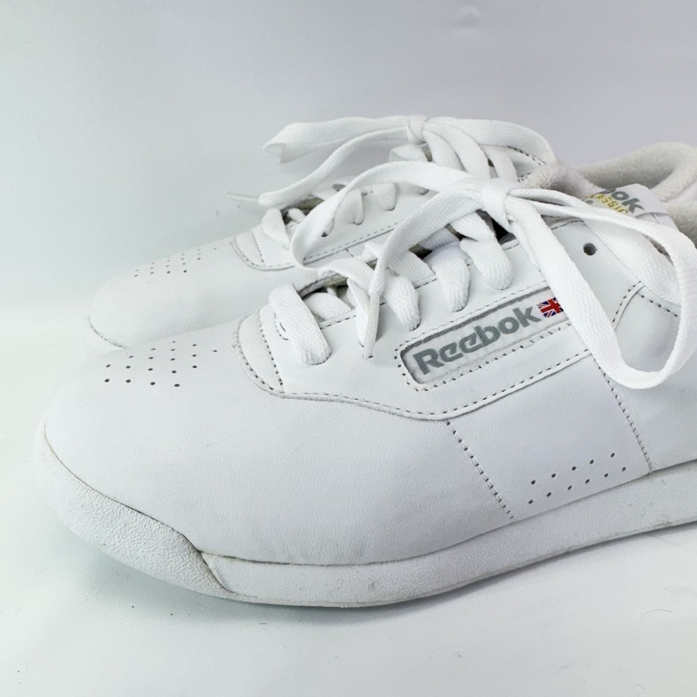 Reebok Princess White Leather Sneakers Womens 7.5 Classic Casual Shoes - Picture 8 of 12